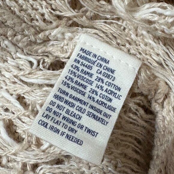 American Eagle Outfitters Crochet Woven Tassel Fringe Boho Top Oatmeal S - Picture 7 of 9